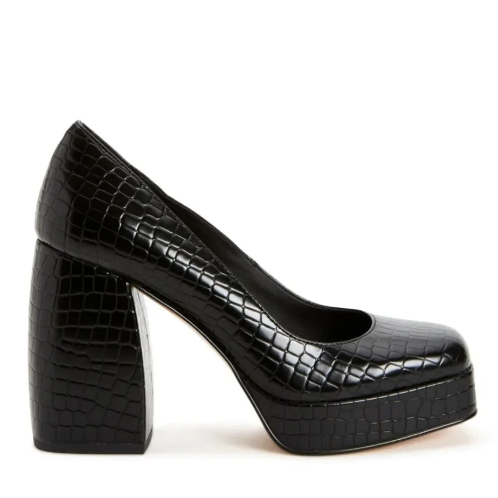 Katy Perry Collections Black Croc Heels - Picture 1 of 5